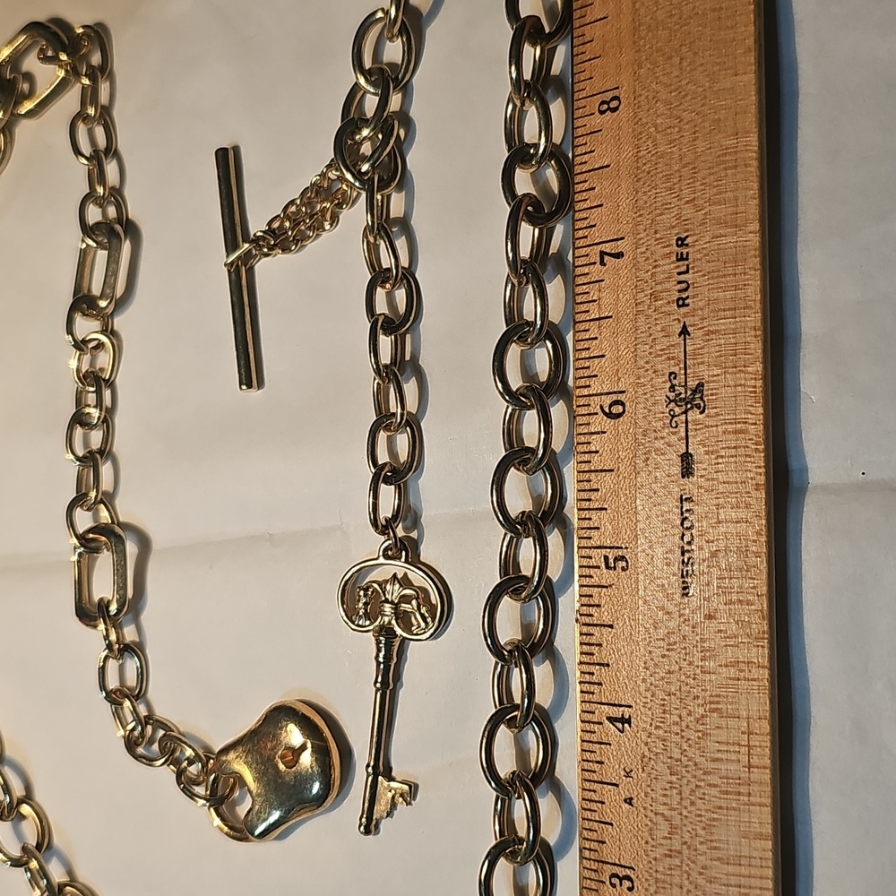 Fancy Gold Chain Belt with Key and Lock Charm - Picture 5 of 6